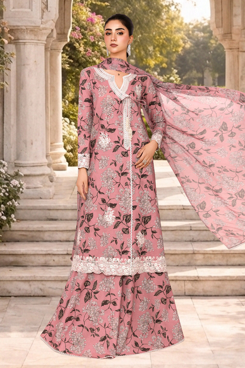 3PC LAWN & CHIFFON EID FESTIVE UNSTITCHED