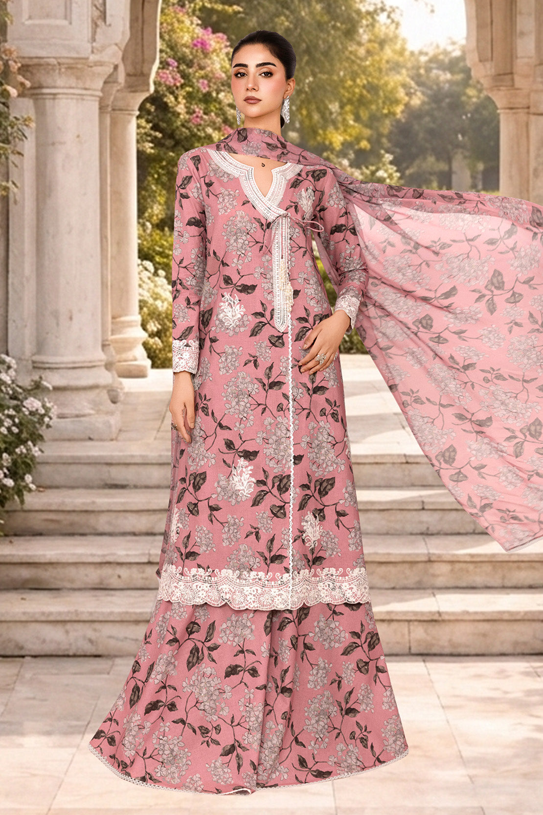 3PC LAWN & CHIFFON EID FESTIVE UNSTITCHED