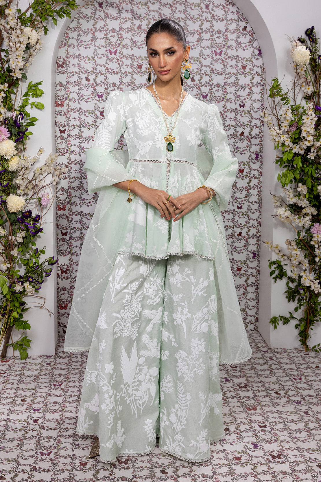 SUNLIT PATELS – 3PC RAWSILK & ORGANZA PRET GRIP/SILK