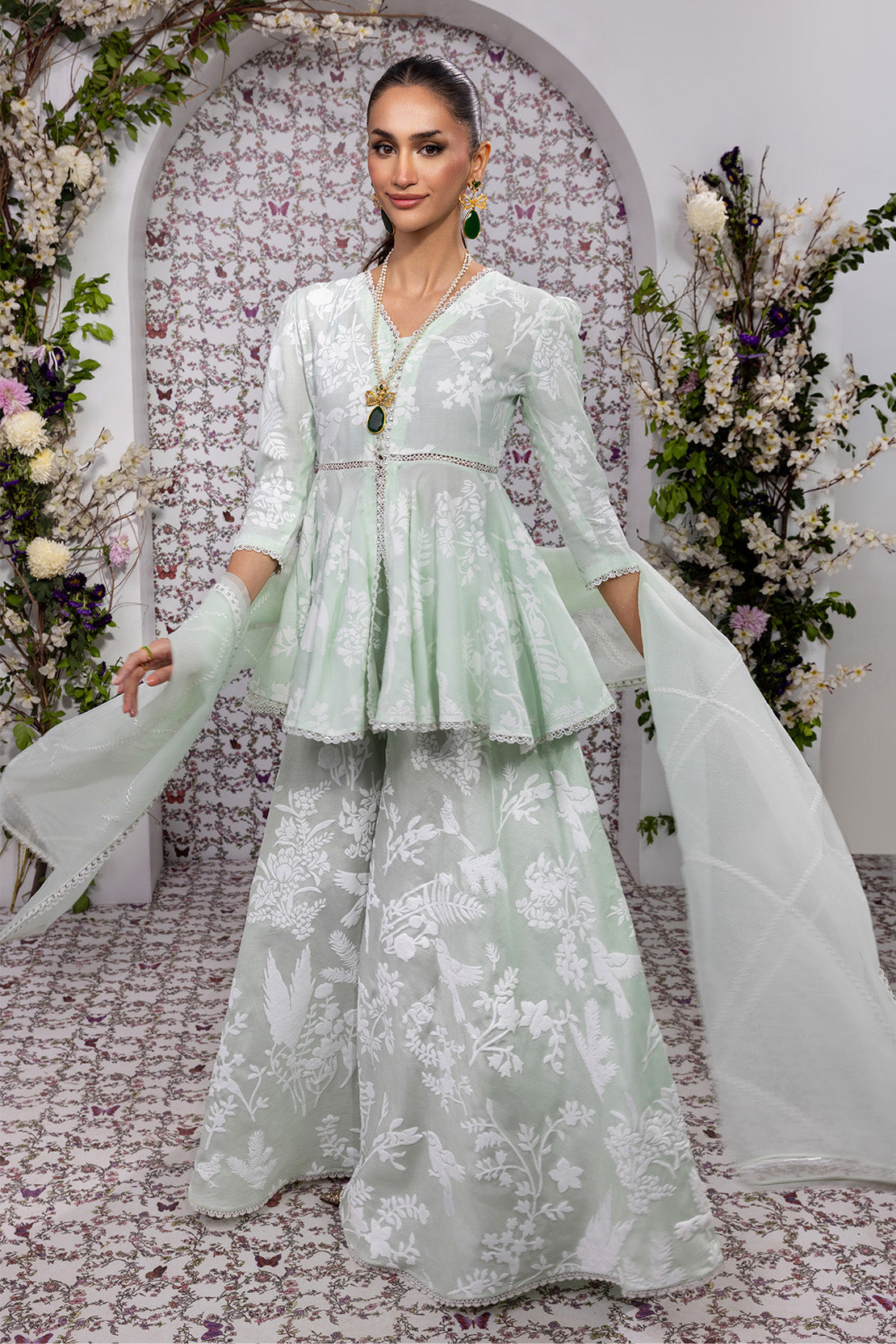 SUNLIT PATELS – 3PC RAWSILK & ORGANZA PRET GRIP/SILK