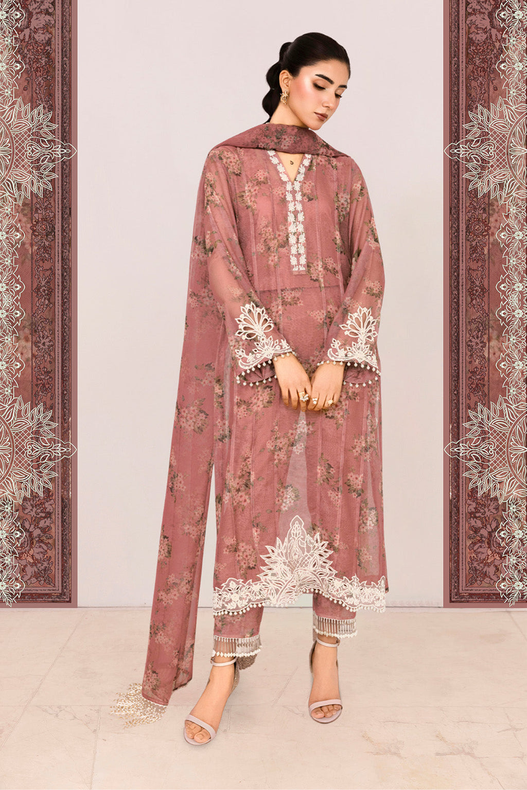 3PC COTTON NET, ORGANZA & LAWN EID FESTIVE UNSTITCHED