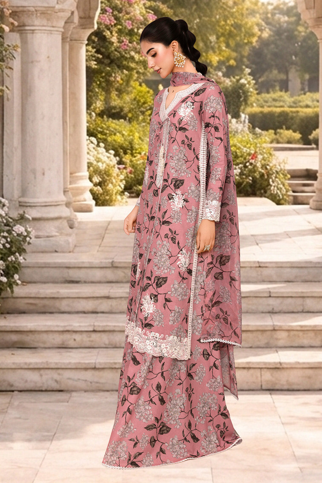 3PC LAWN & CHIFFON EID FESTIVE UNSTITCHED