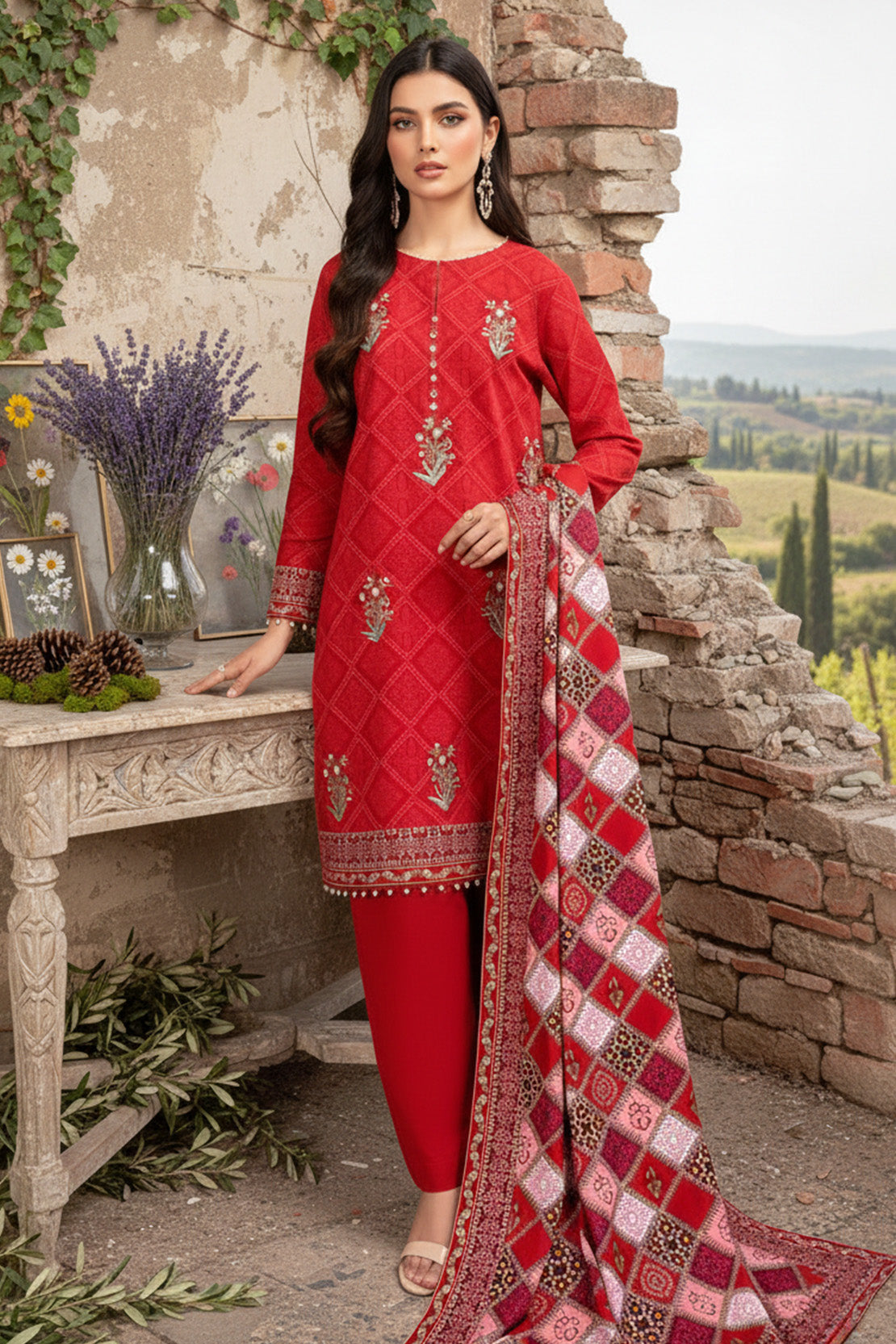 Embroidered - 3 Pc Khaddar Suit