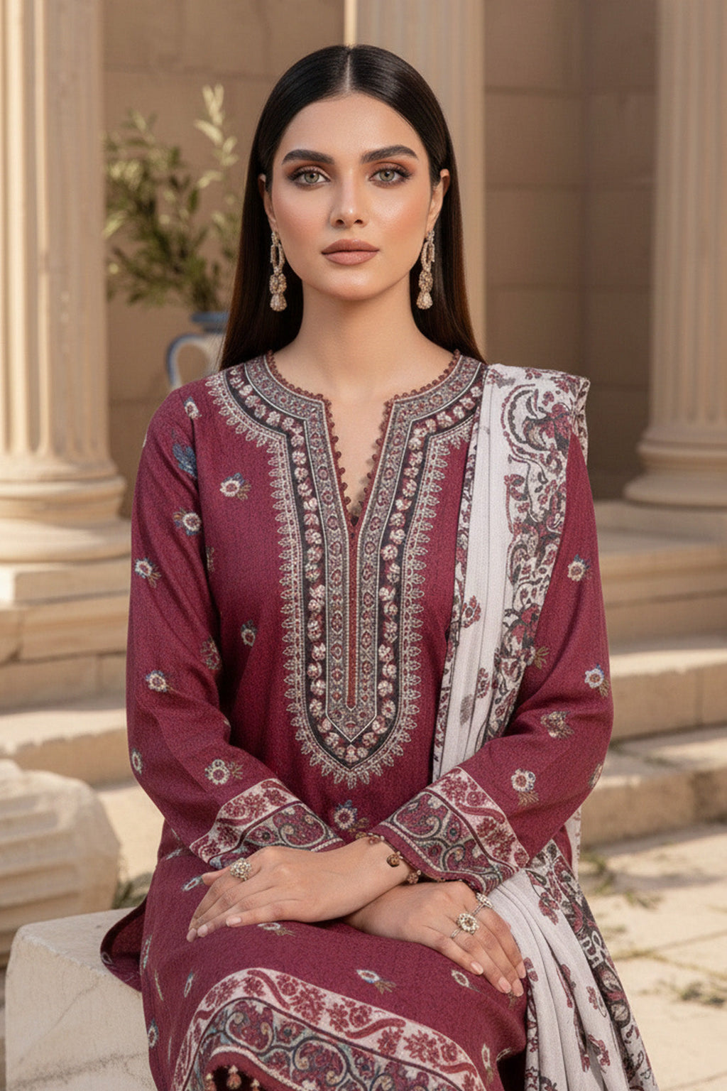 Embroidered - 3 Pc Khaddar Suit