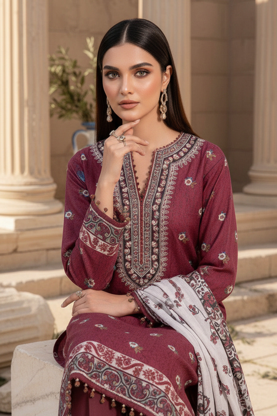 Embroidered - 3 Pc Khaddar Suit