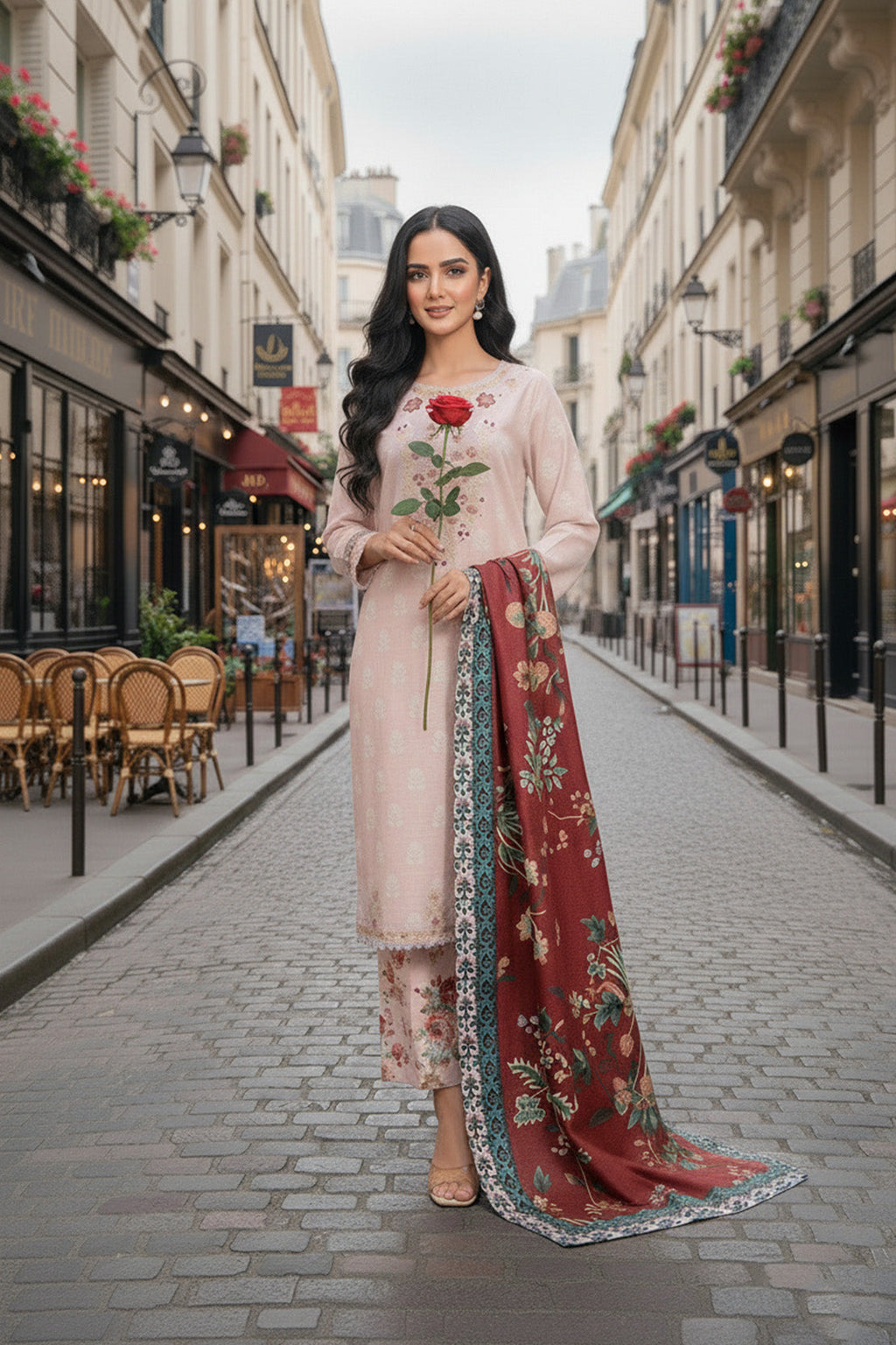 Embroidered - 3 Pc Khaddar Suit