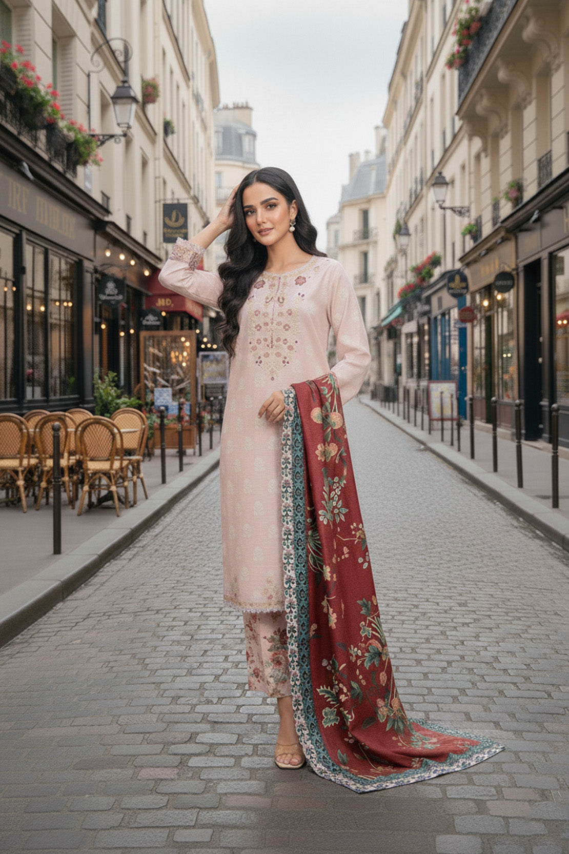 Embroidered - 3 Pc Khaddar Suit