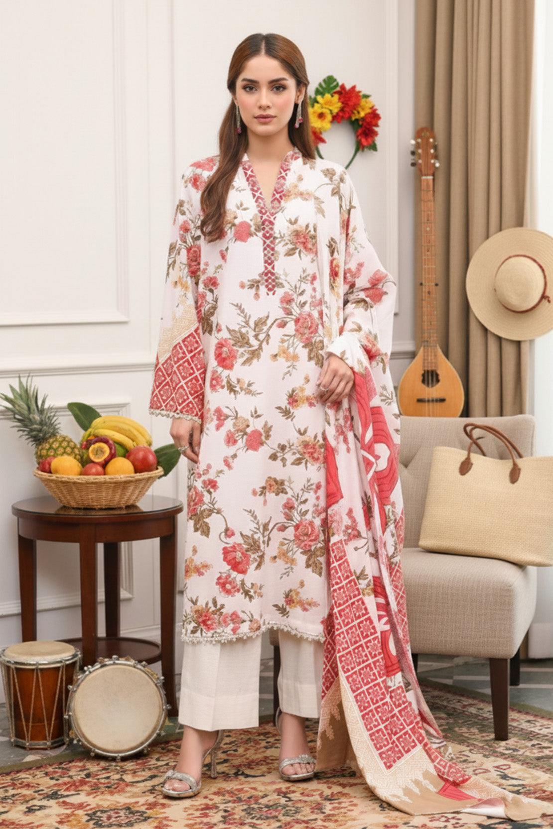 Printed - 3 Pc Khaddar Suit