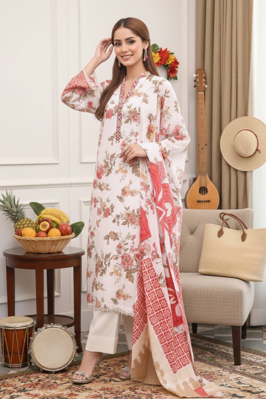 Printed - 3 Pc Khaddar Suit