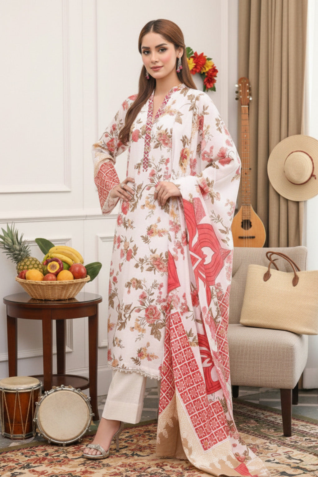 Printed - 3 Pc Khaddar Suit