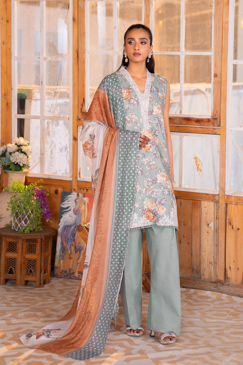 Embroidered - 3 Pc Lawn Suit (Lawn Dupatta)