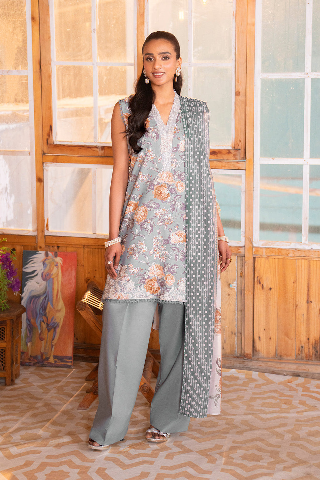 Embroidered - 3 Pc Lawn Suit (Lawn Dupatta)