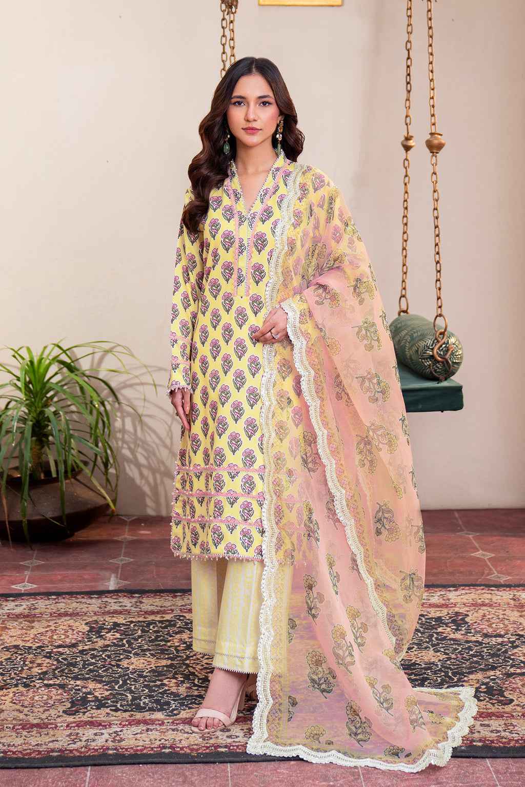 Embroidered - 3 Pc Lawn Suit (Organza Dupatta)