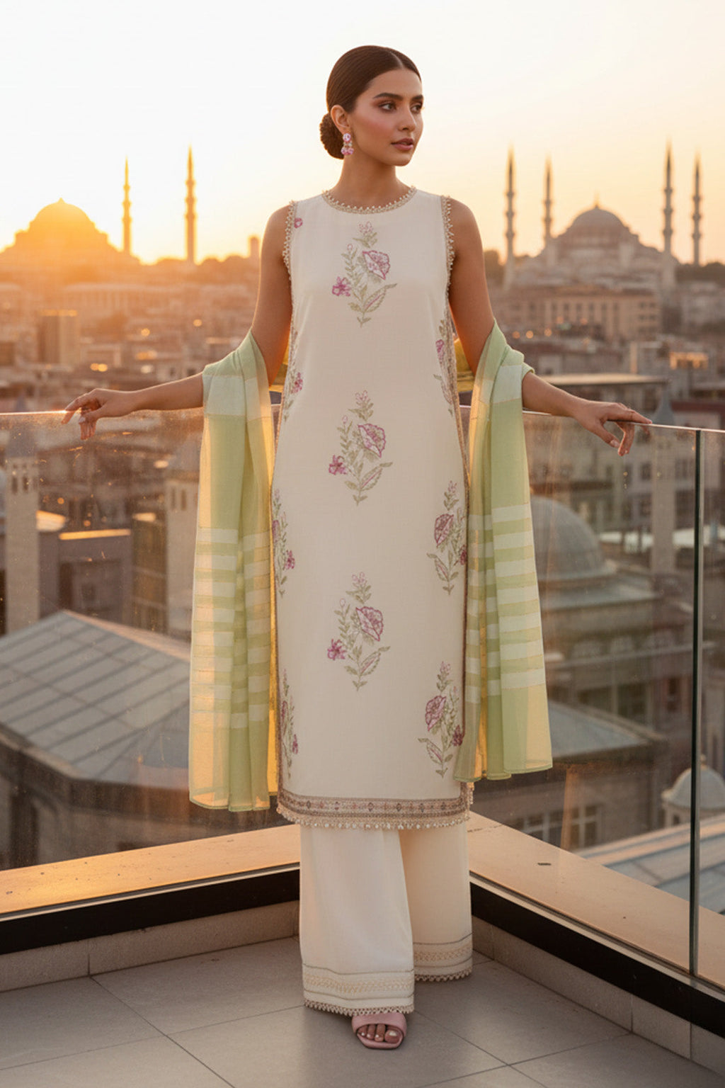 Embroidered - 3 Pc Lawn Suit (Dyed Yarn Dupatta)