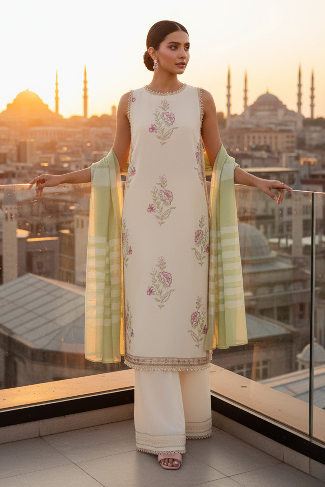 Embroidered - 3 Pc Lawn Suit (Dyed Yarn Dupatta)