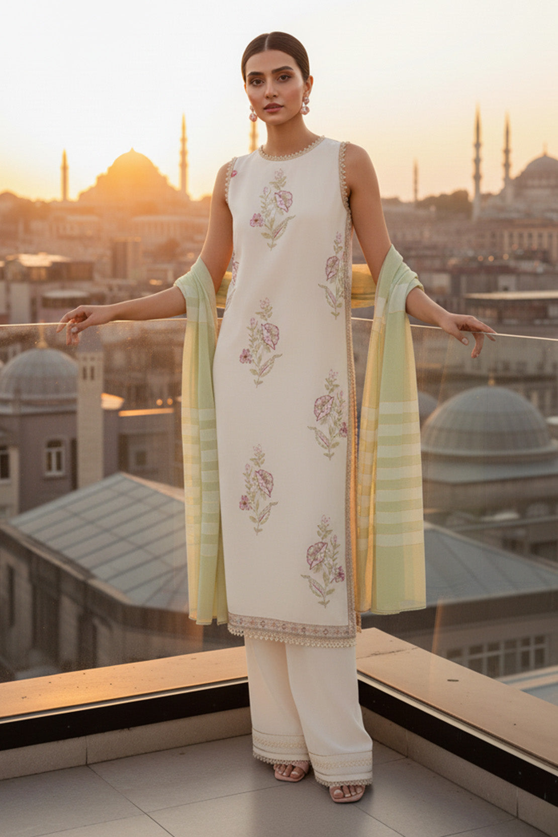 Embroidered - 3 Pc Lawn Suit (Dyed Yarn Dupatta)