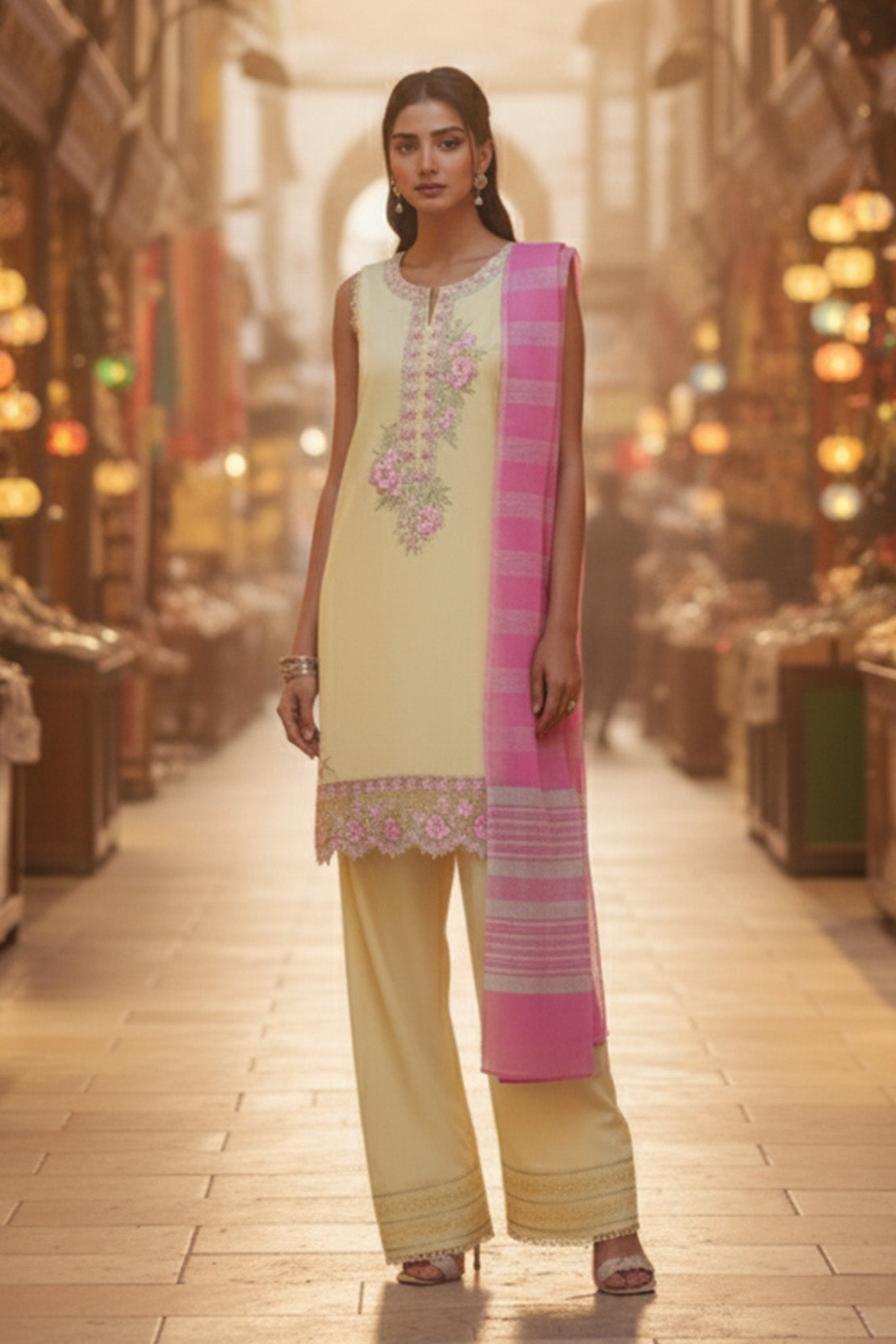 Embroidered - 3 Pc Lawn Suit (Dyed Yarn Dupatta)