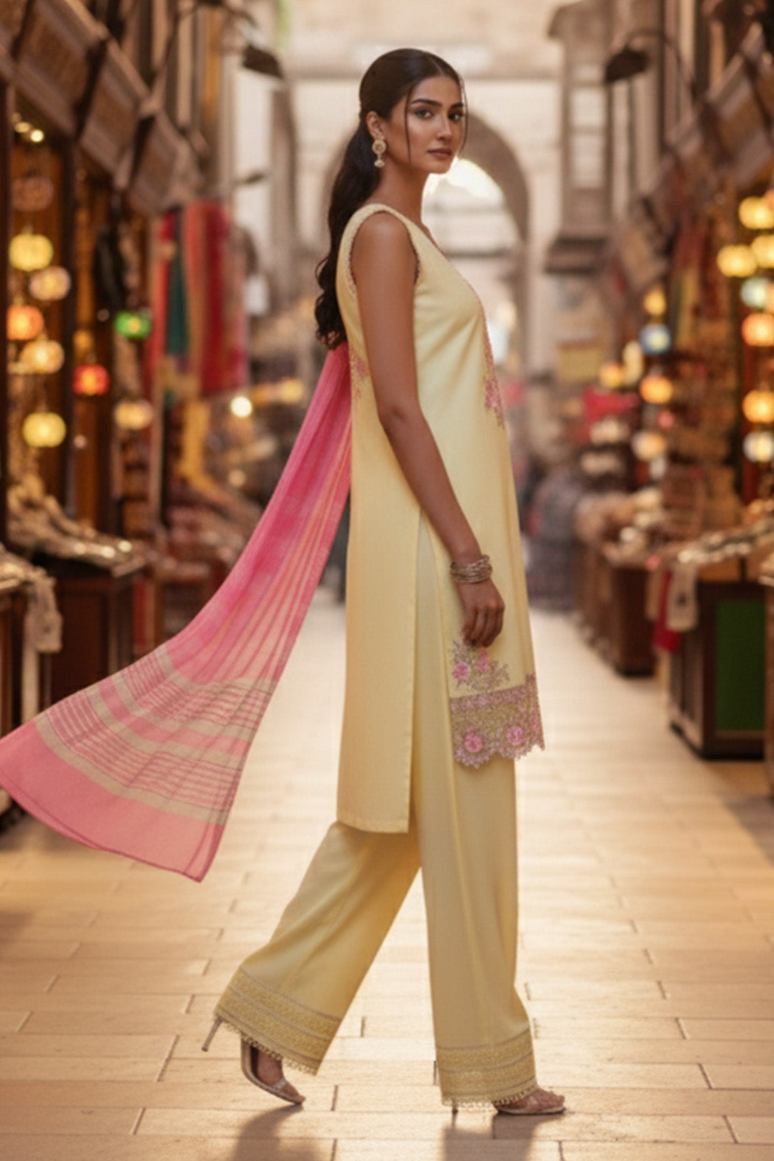 Embroidered - 3 Pc Lawn Suit (Dyed Yarn Dupatta)