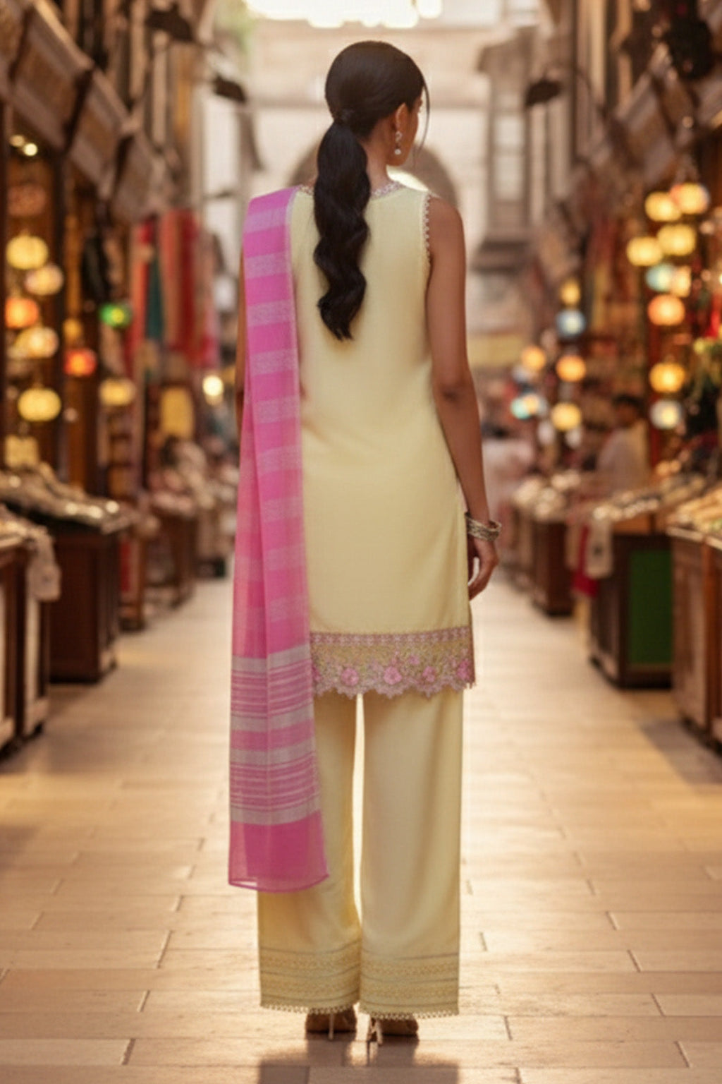 Embroidered - 3 Pc Lawn Suit (Dyed Yarn Dupatta)