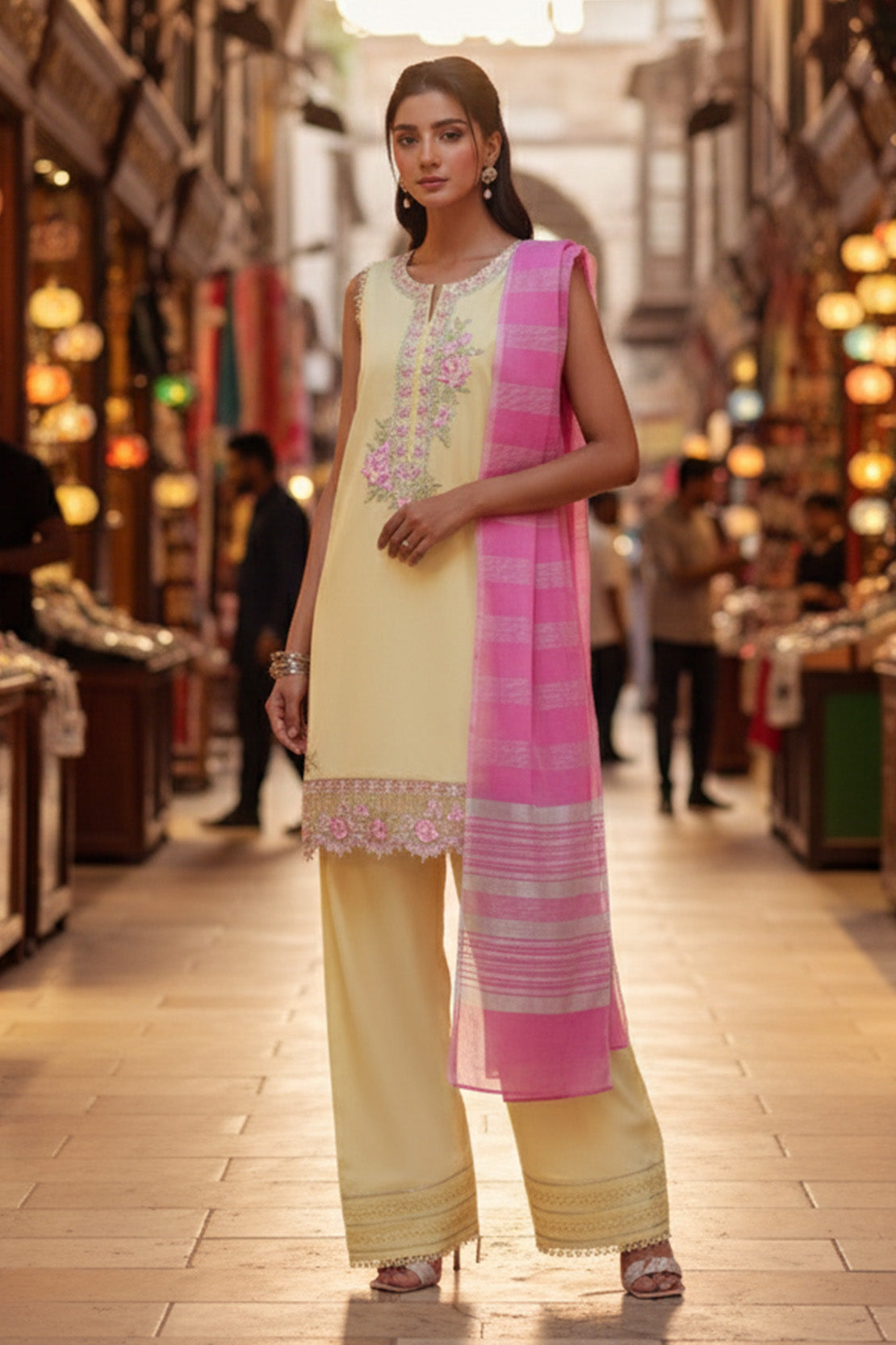 Embroidered - 3 Pc Lawn Suit (Dyed Yarn Dupatta)