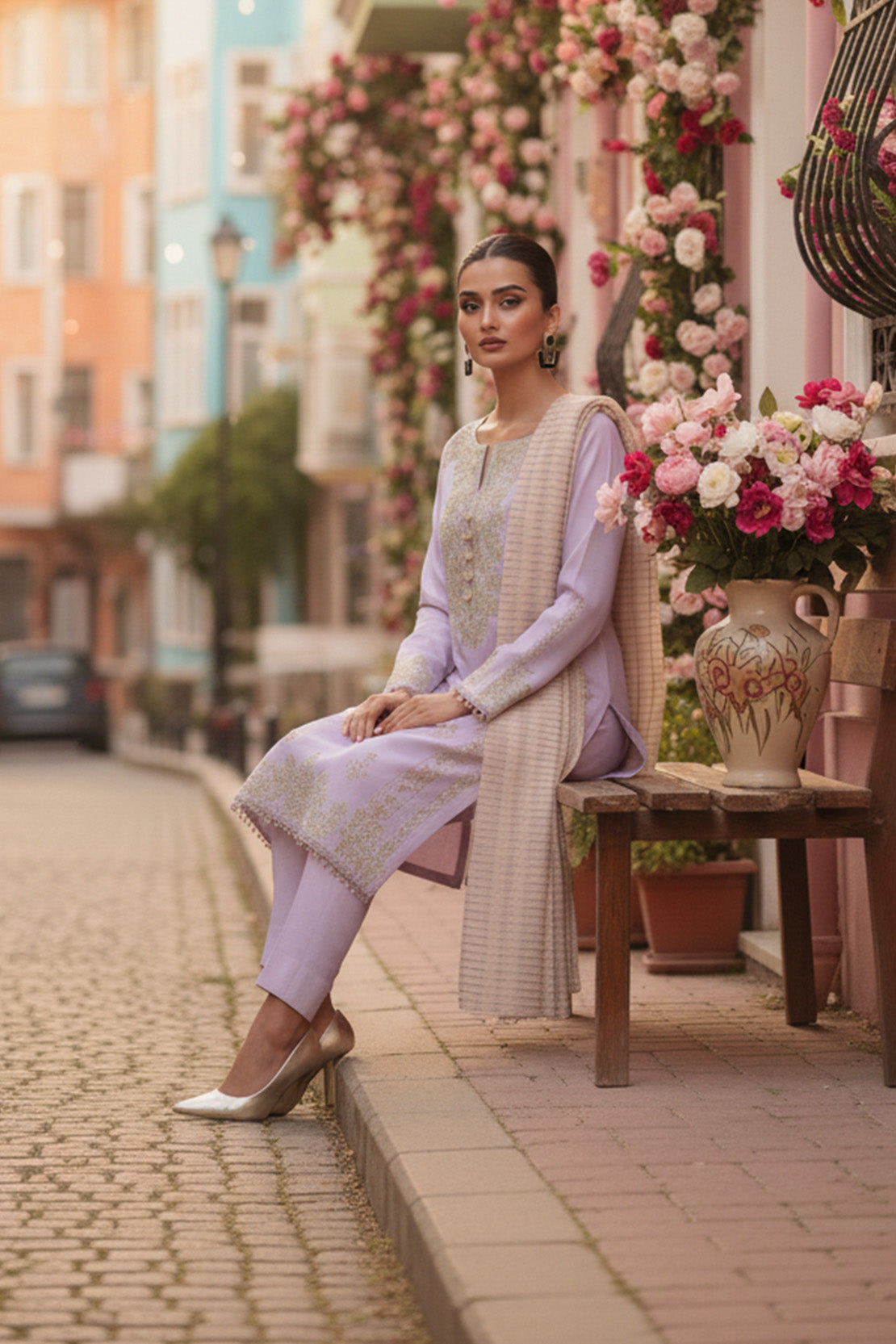 Embroidered - 3 Pc Lawn Suit (Dyed Yarn Dupatta)