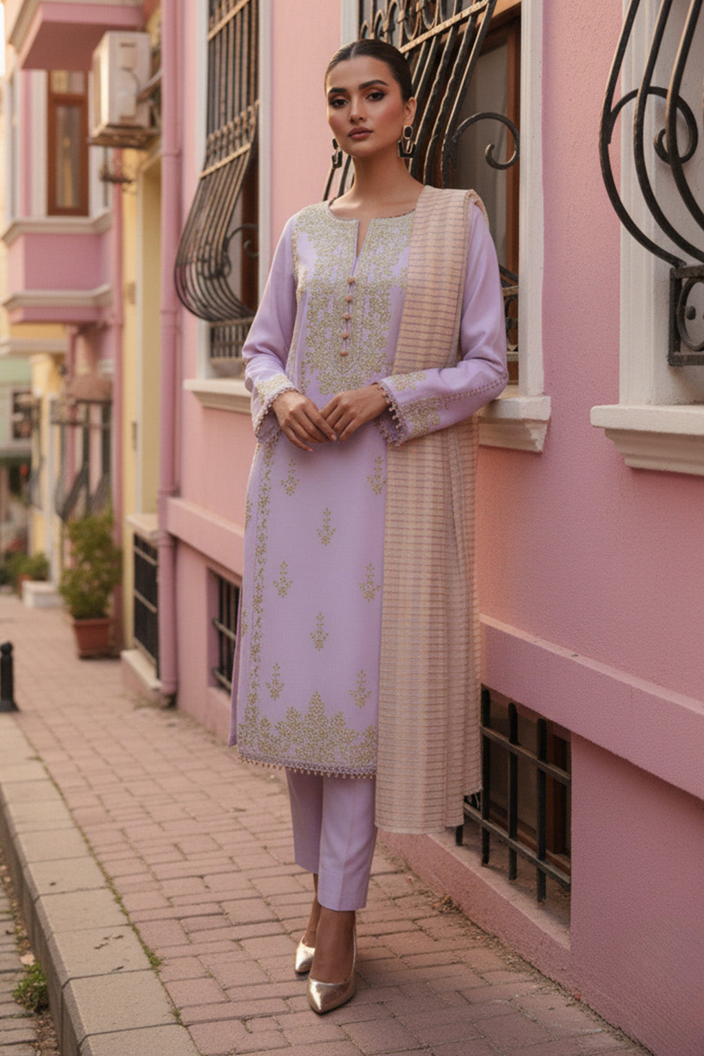 Embroidered - 3 Pc Lawn Suit (Dyed Yarn Dupatta)