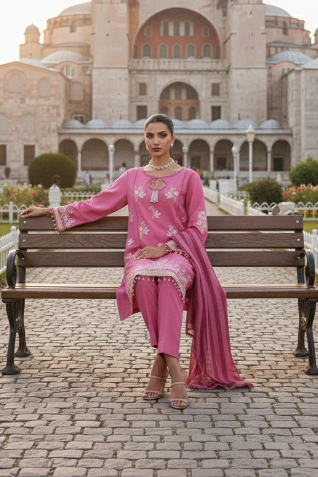 Embroidered - 3 Pc Lawn Suit (Dyed Yarn Dupatta)