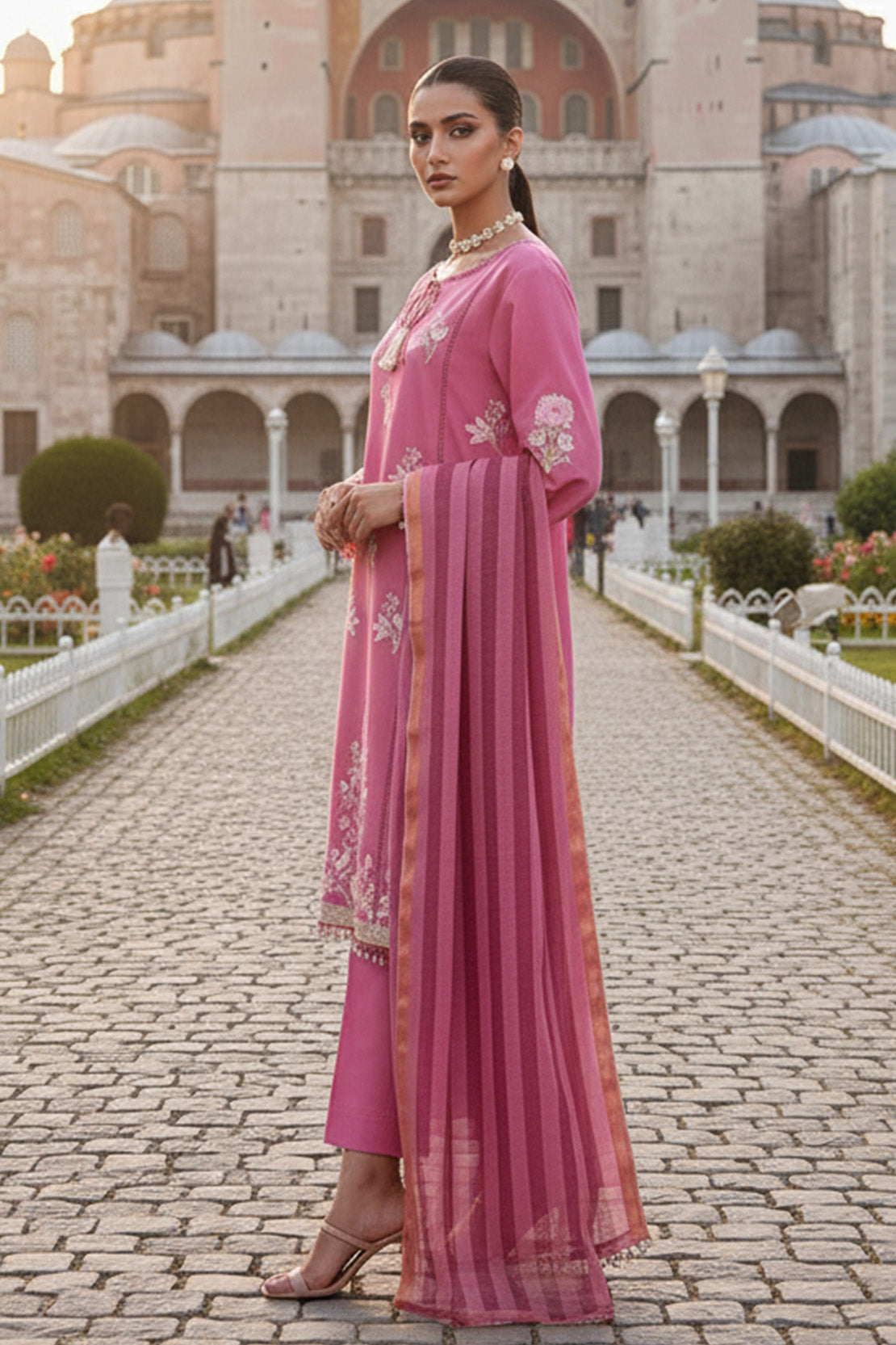 Embroidered - 3 Pc Lawn Suit (Dyed Yarn Dupatta)