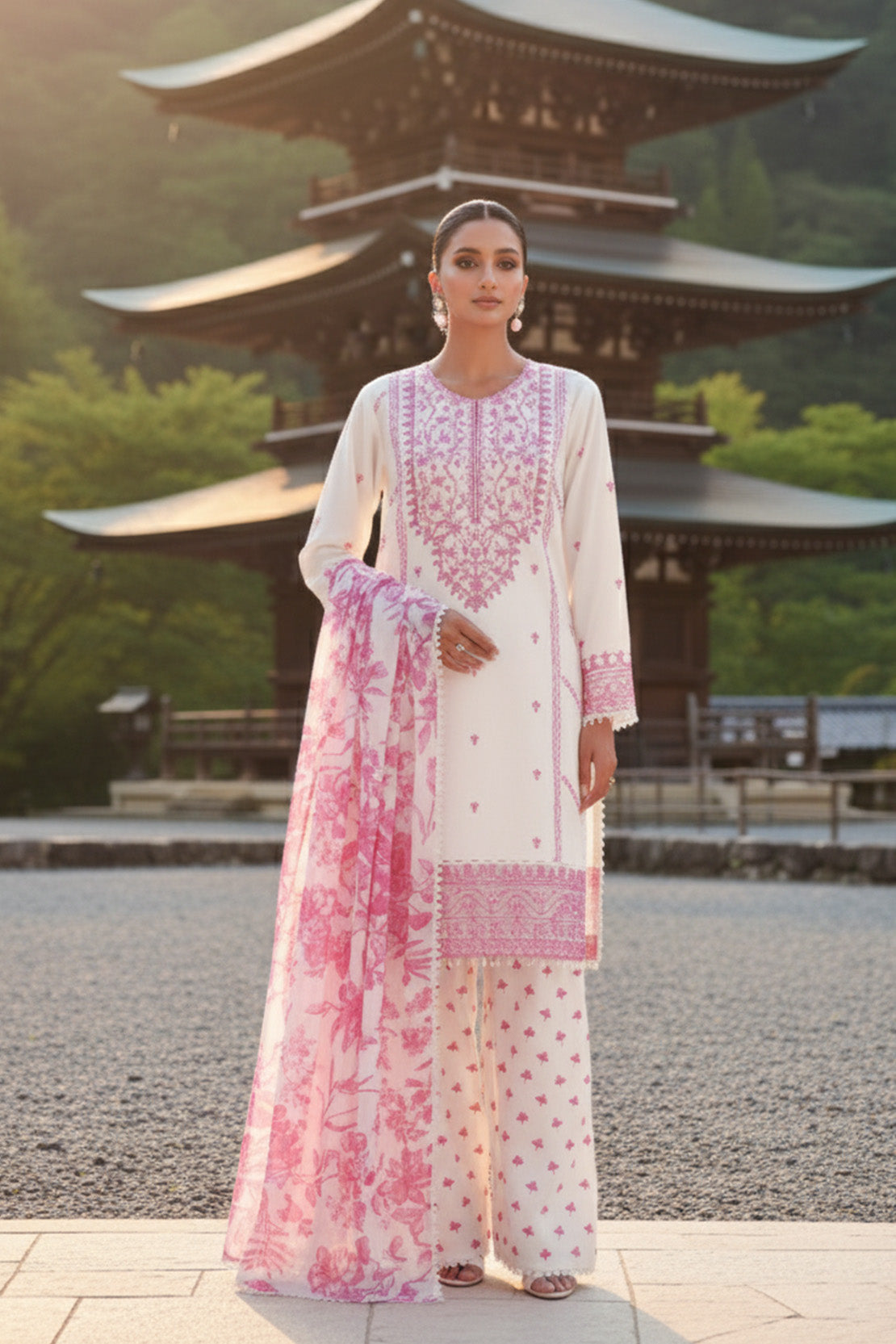 Embroidered - 3 Pc Lawn Suit (Lawn Dupatta)