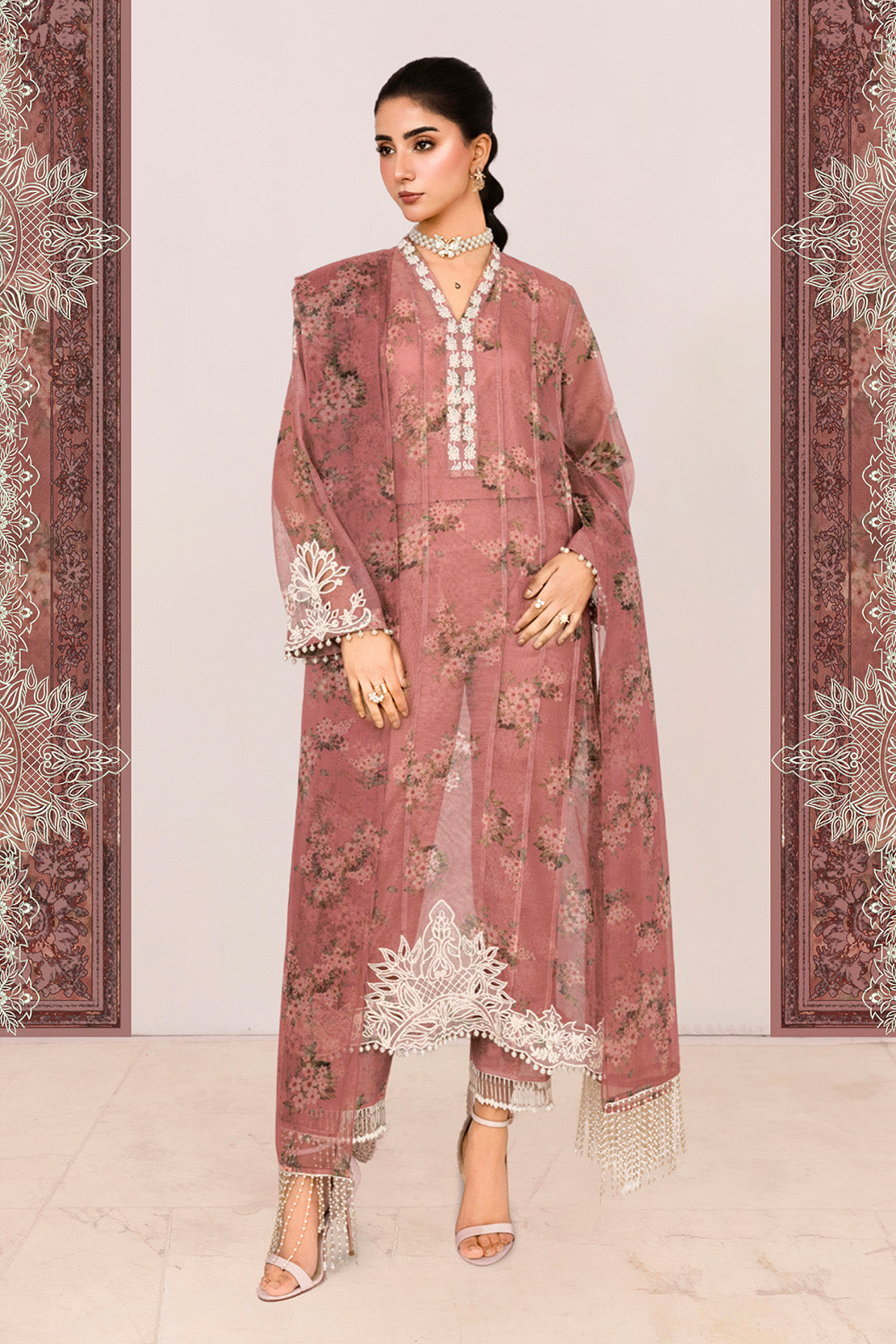 3PC COTTON NET, ORGANZA & LAWN EID FESTIVE UNSTITCHED