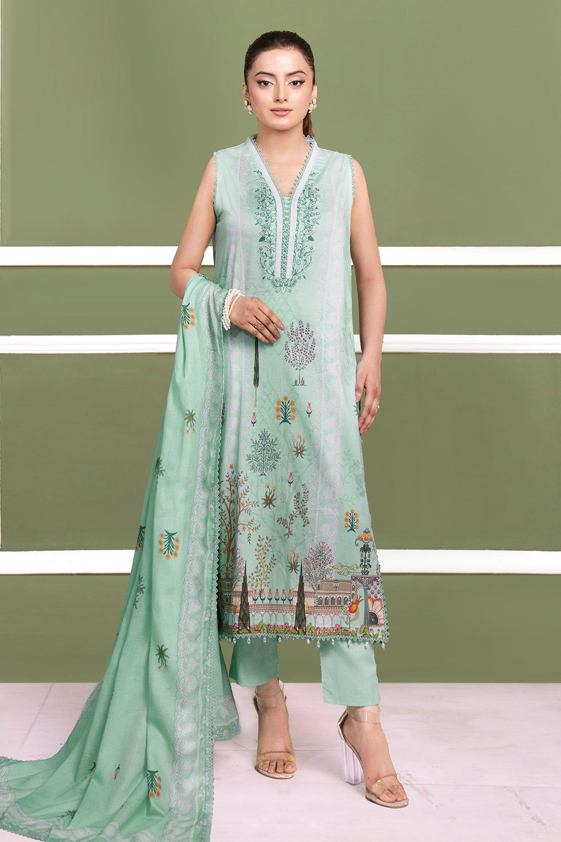 Printed - 3 Pc Cambric Suit