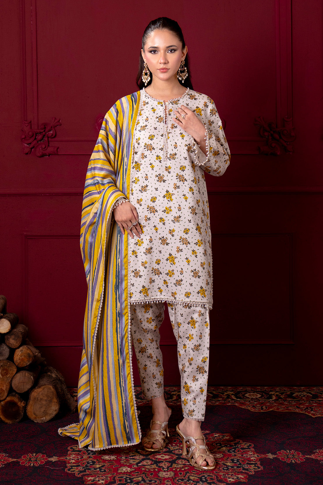 Printed - 3 Pc Linen Suit