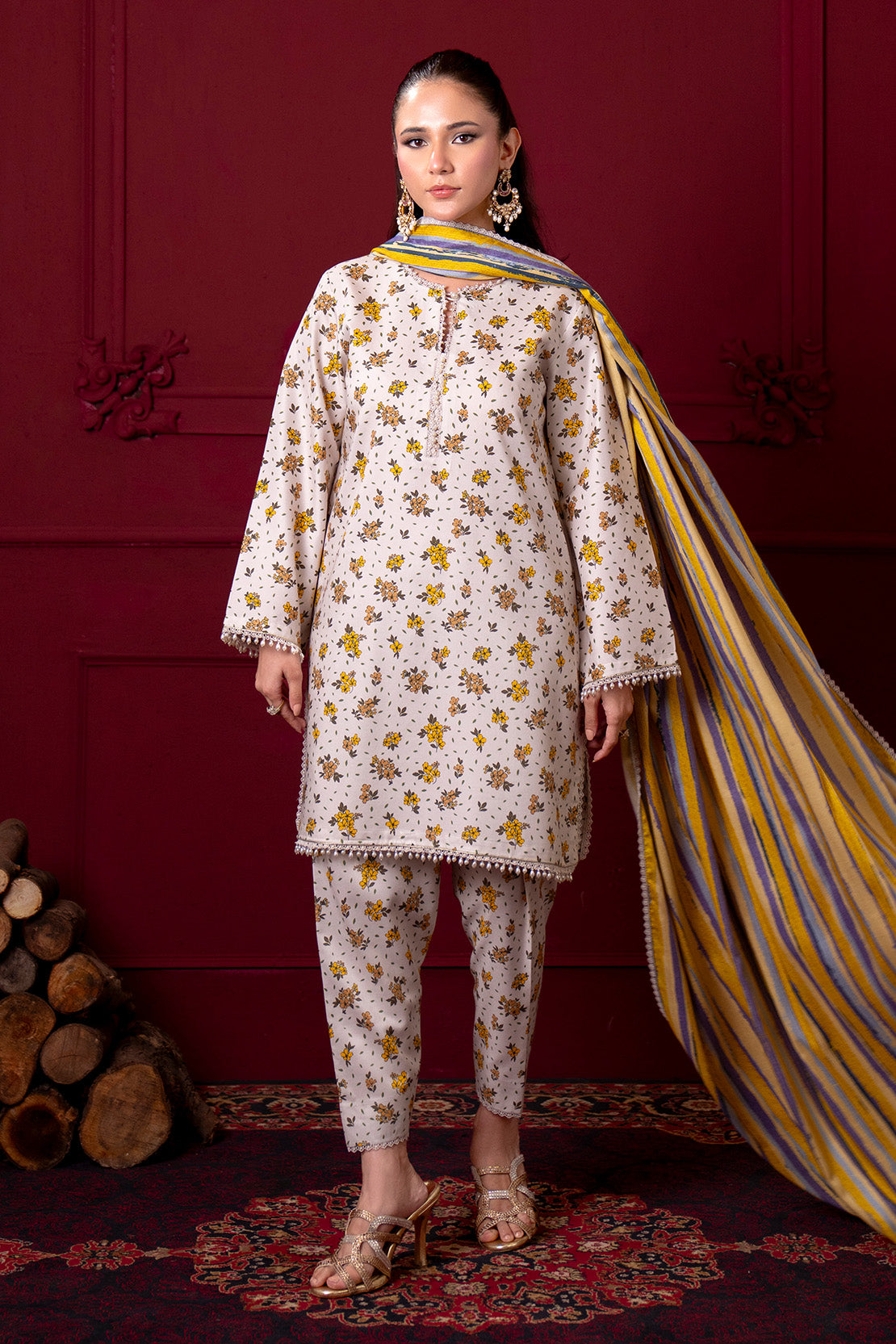 Printed - 3 Pc Linen Suit