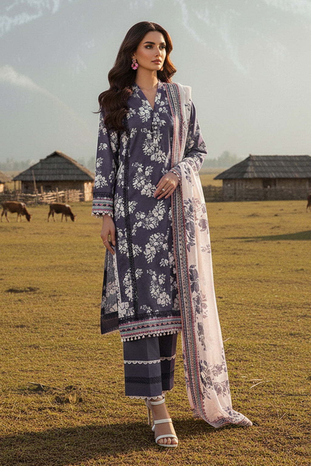 Printed - 2 Pc Karandi Suit