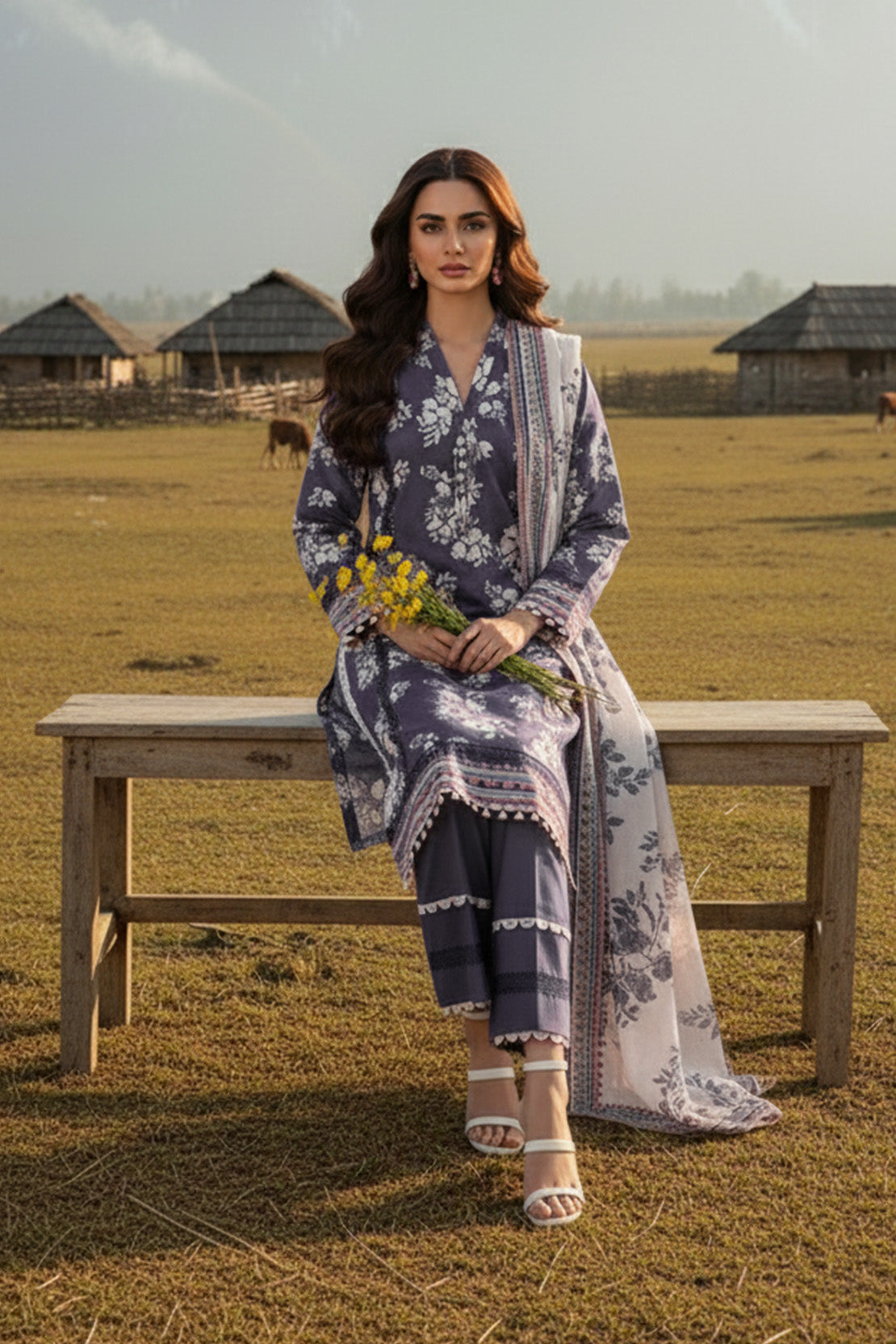 Printed - 2 Pc Karandi Suit