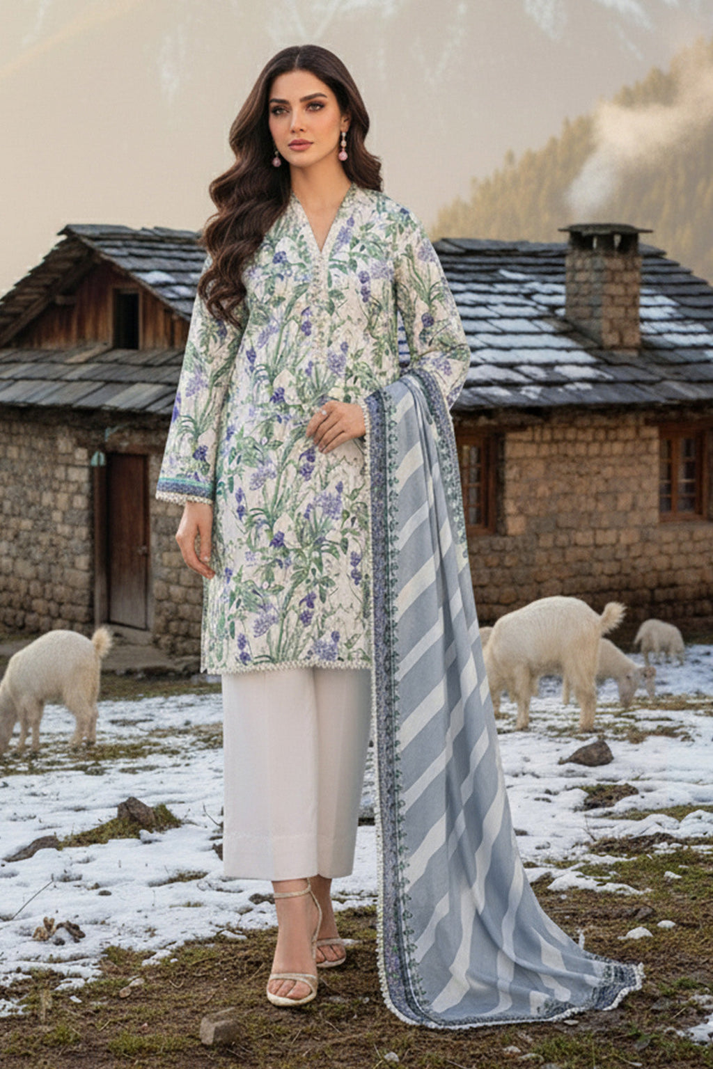 Printed - 2 Pc Karandi Suit