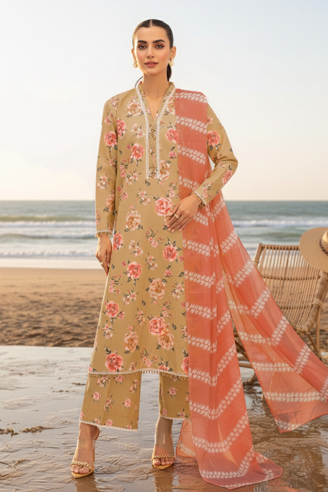 Printed - 3 Pc Karandi Suit