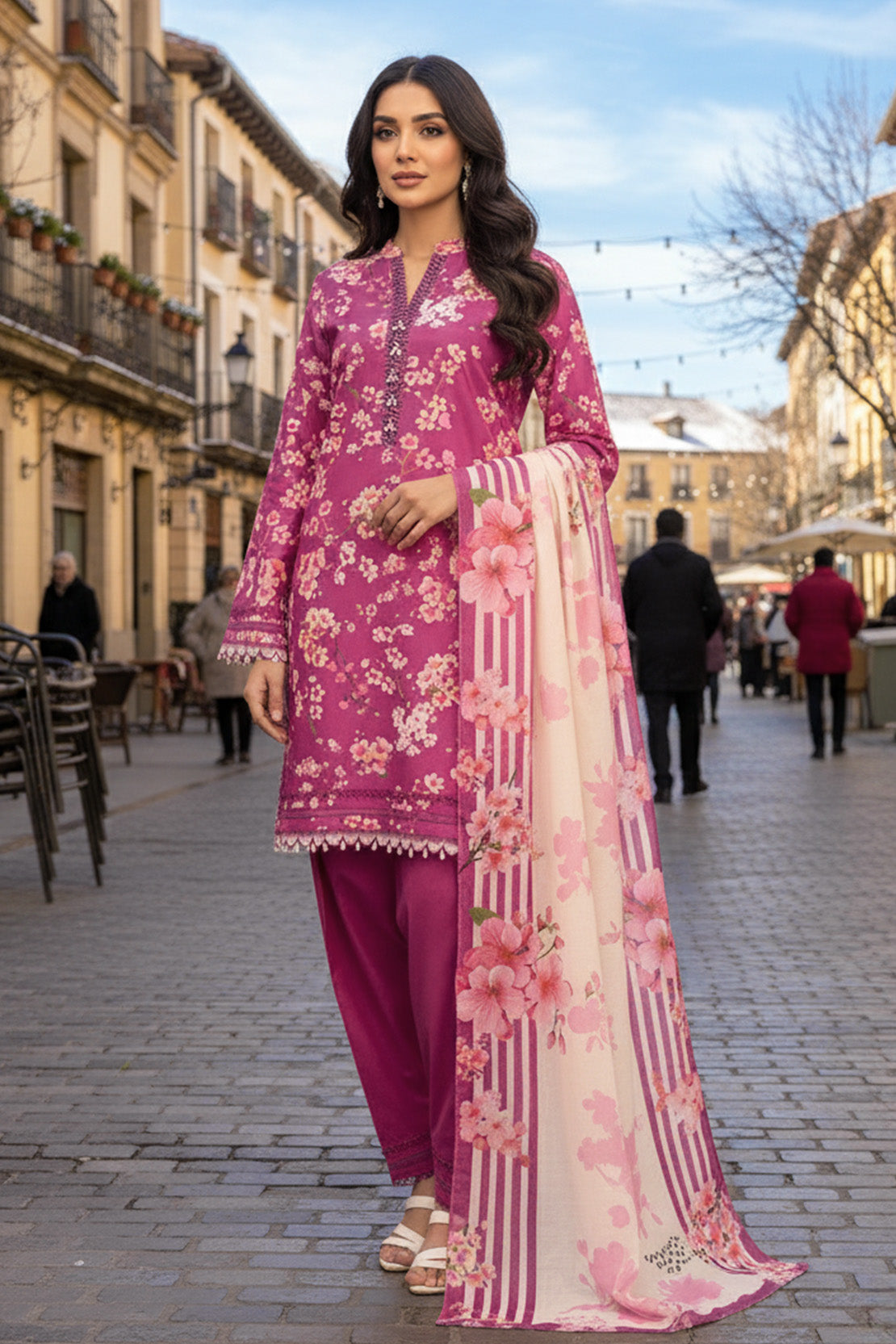 Printed - 3 Pc Karandi Suit