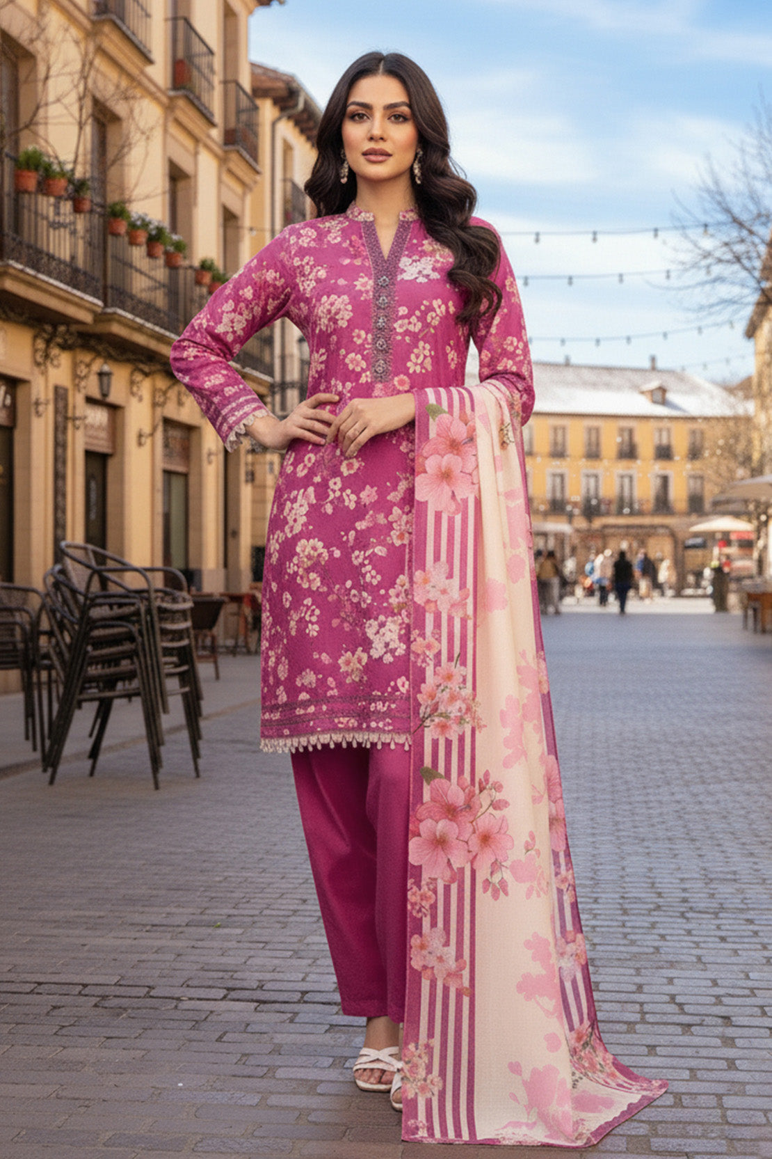 Printed - 3 Pc Karandi Suit