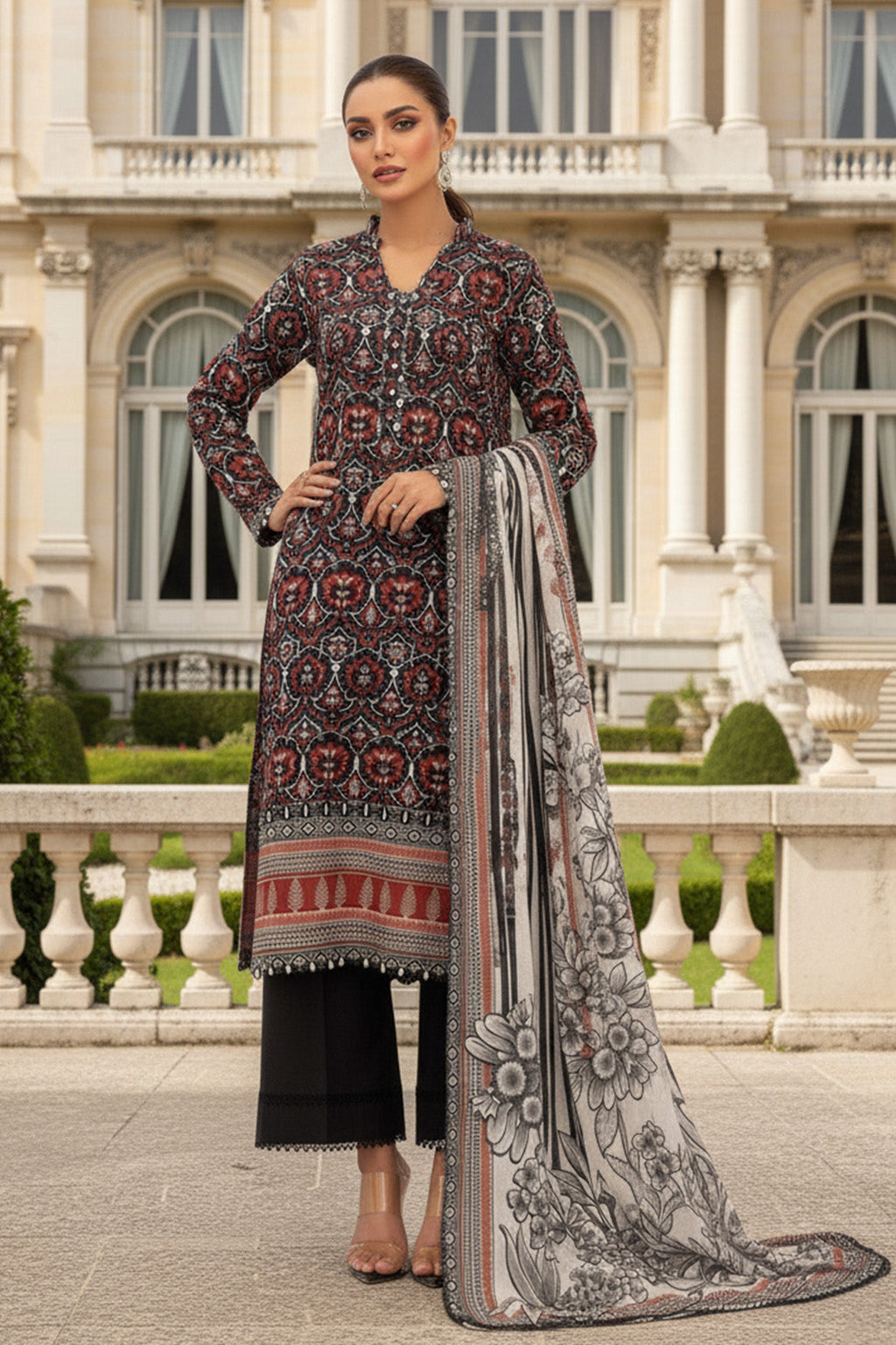 Printed - 3 Pc Karandi Suit
