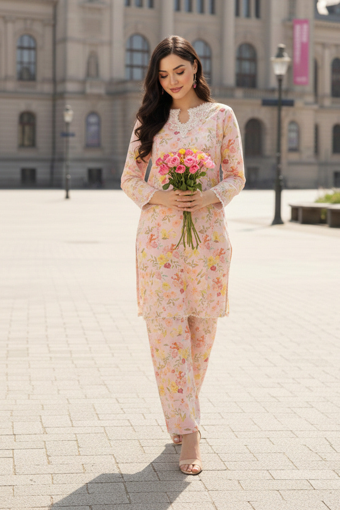 Embroidered - 2 Pc Slub Karandi Suit