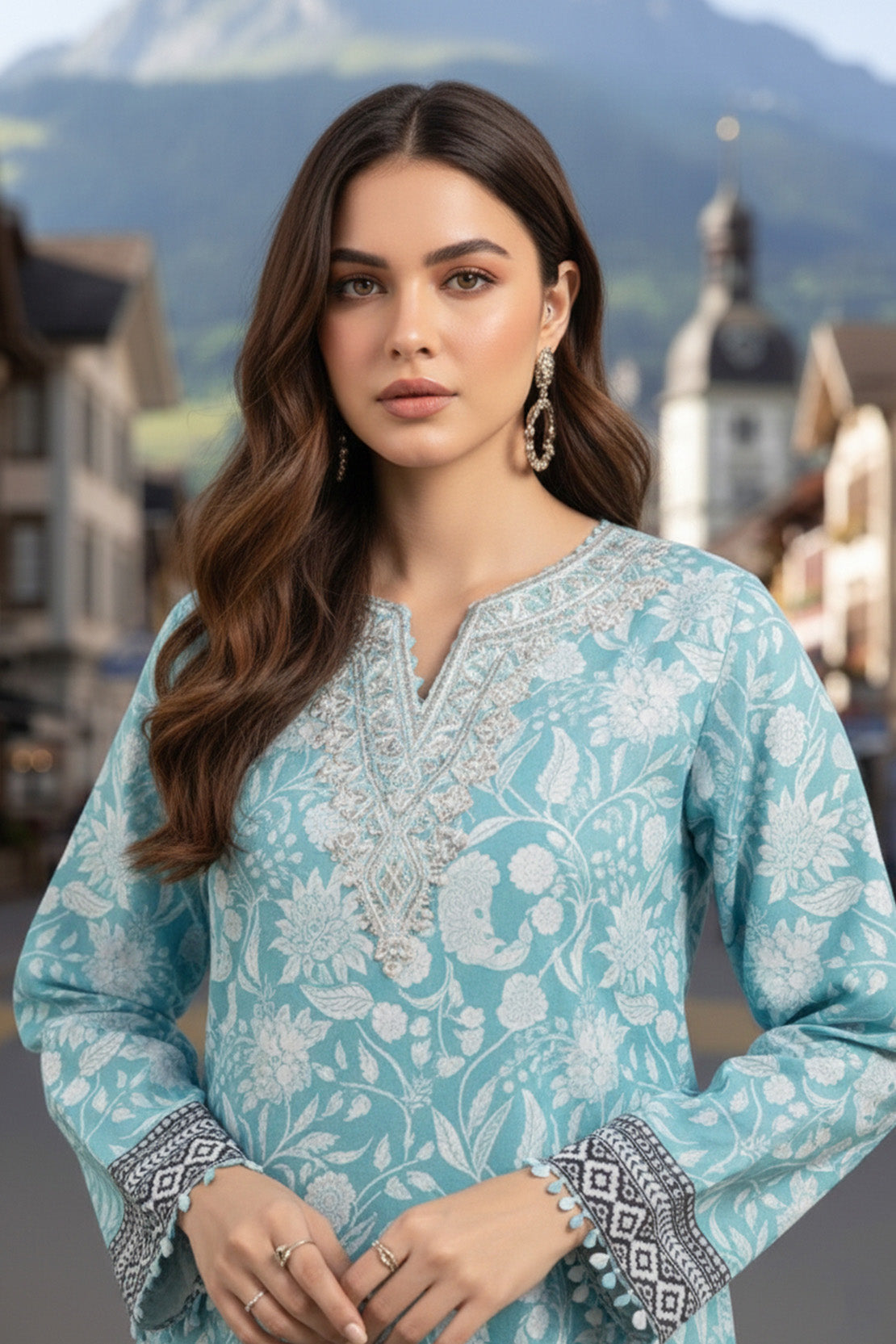 Embroidered - 2 Pc Slub Karandi Suit