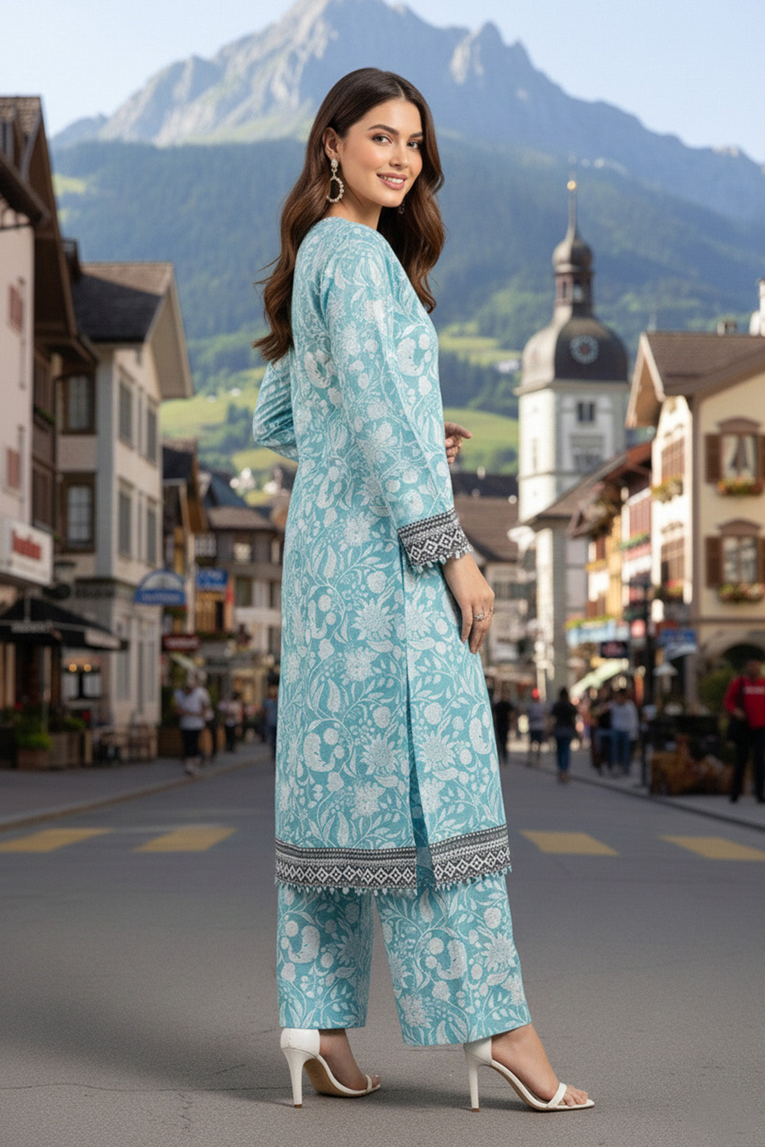 Embroidered - 2 Pc Slub Karandi Suit