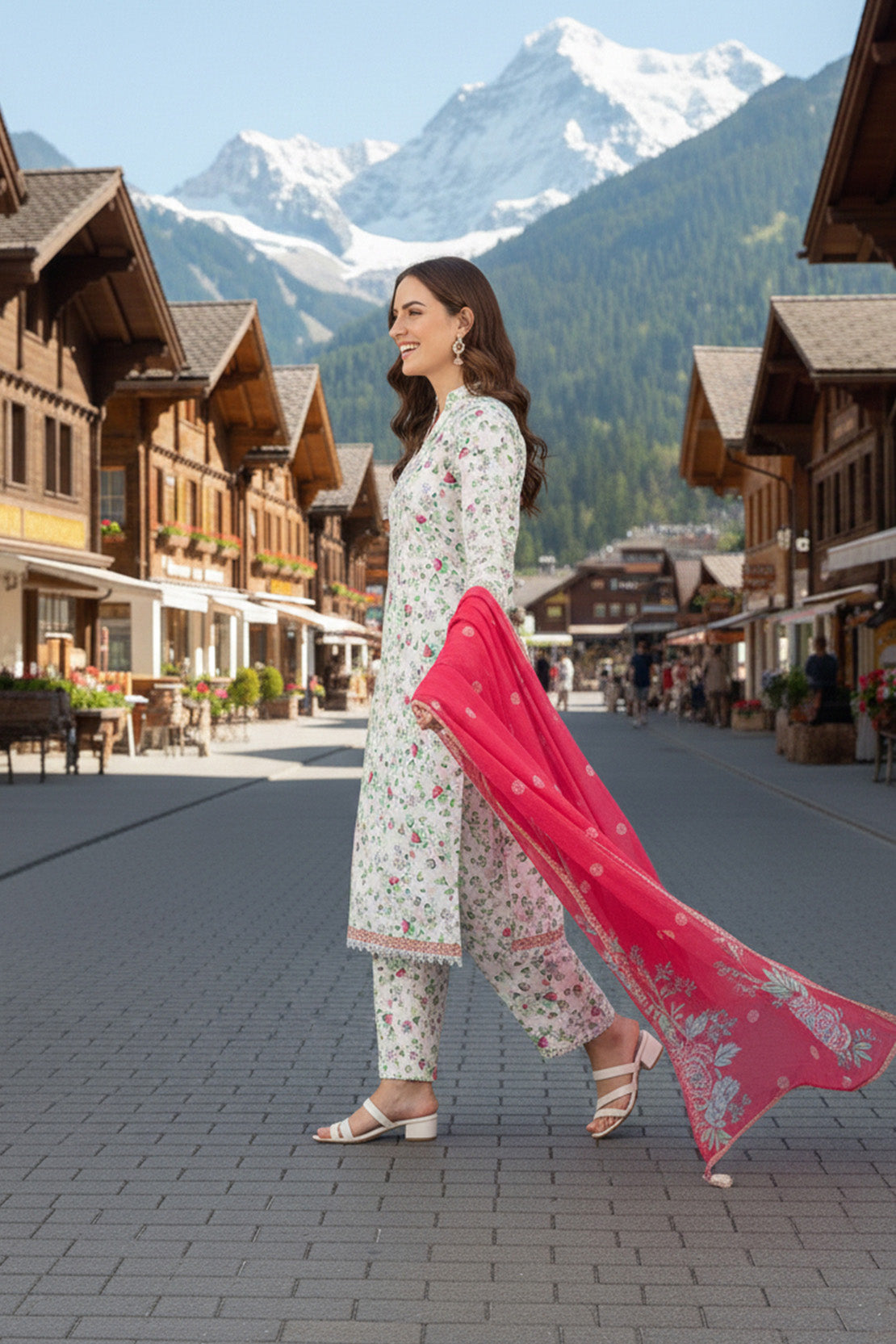 Printed - 3 Pc Slub Karandi Suit