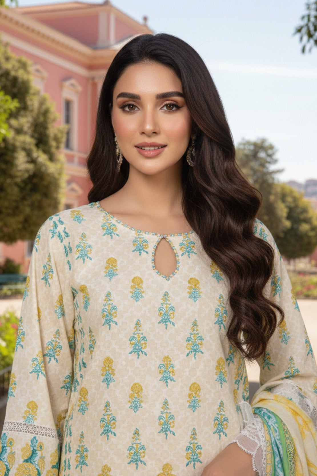Printed - 3 Pc Slub Karandi Suit