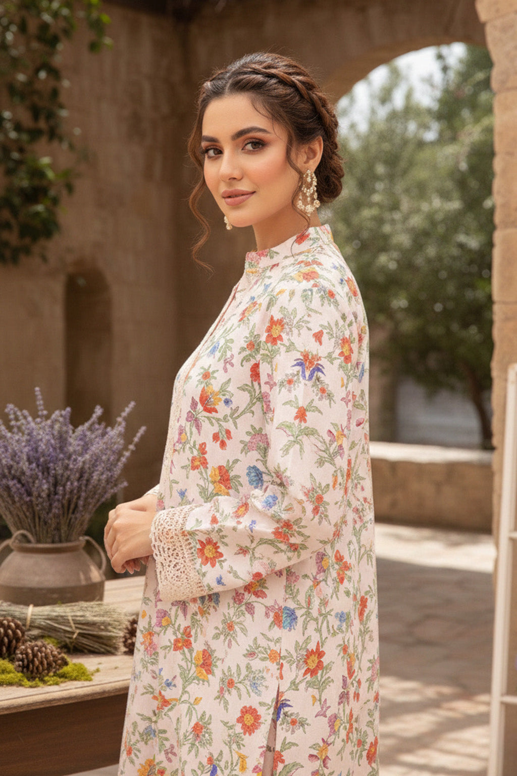 Printed - 3 Pc Slub Karandi Suit