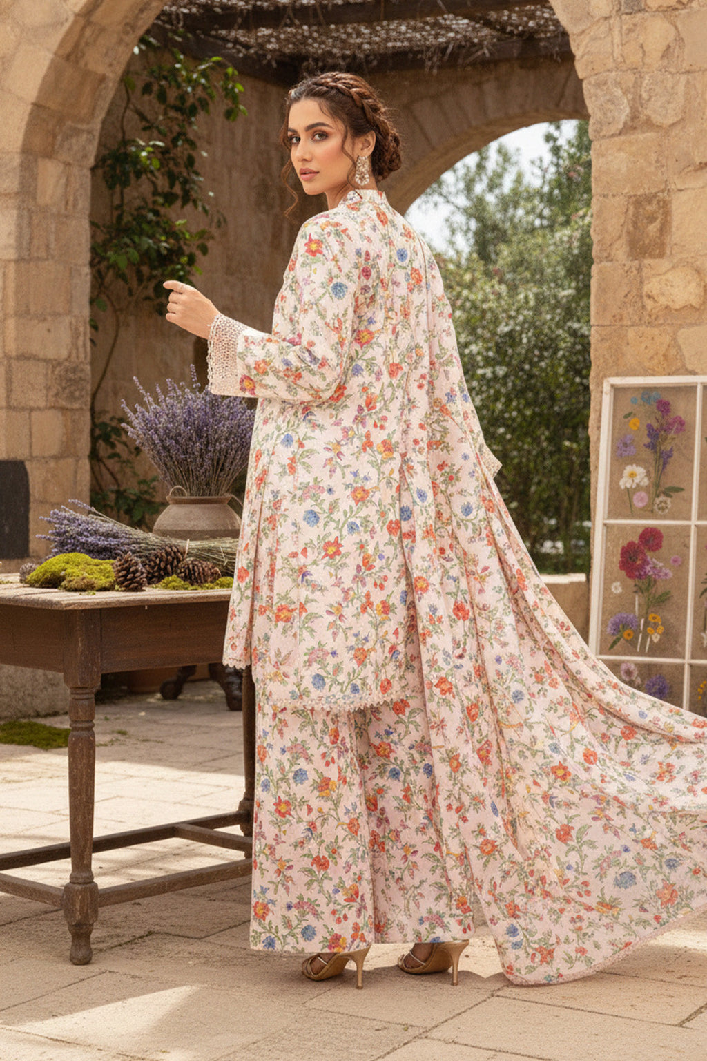 Printed - 3 Pc Slub Karandi Suit