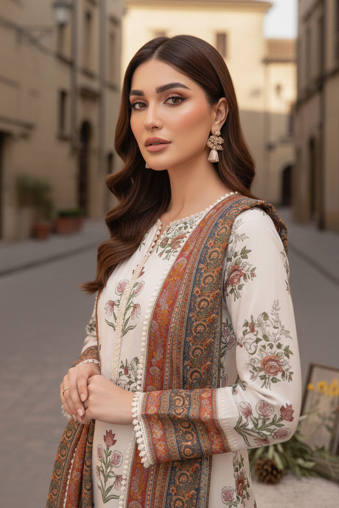 Printed - 3 Pc Slub Karandi Suit