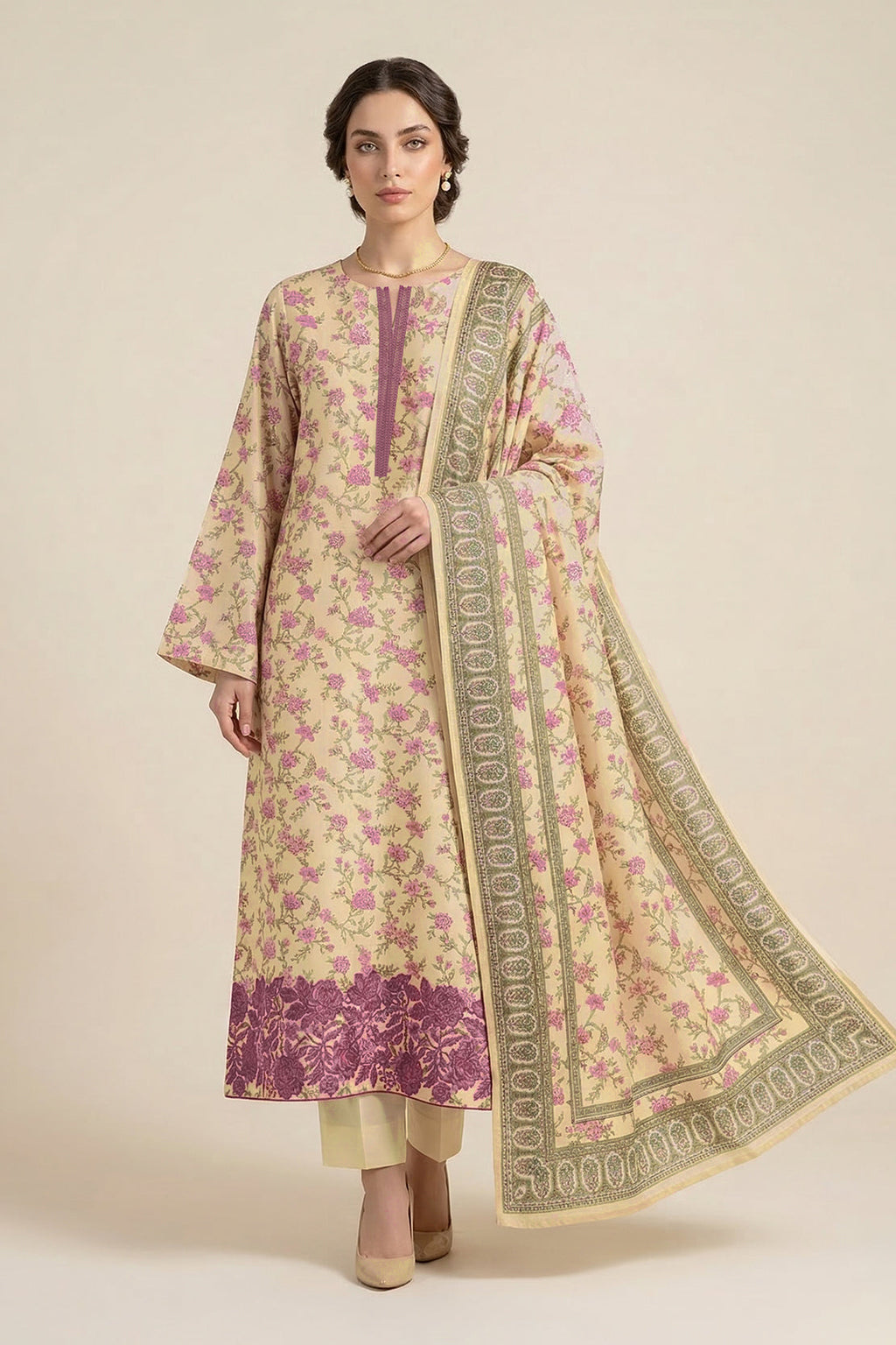 Embroidered - 2 Pc Lawn Suit (Shirt & Dupatta)