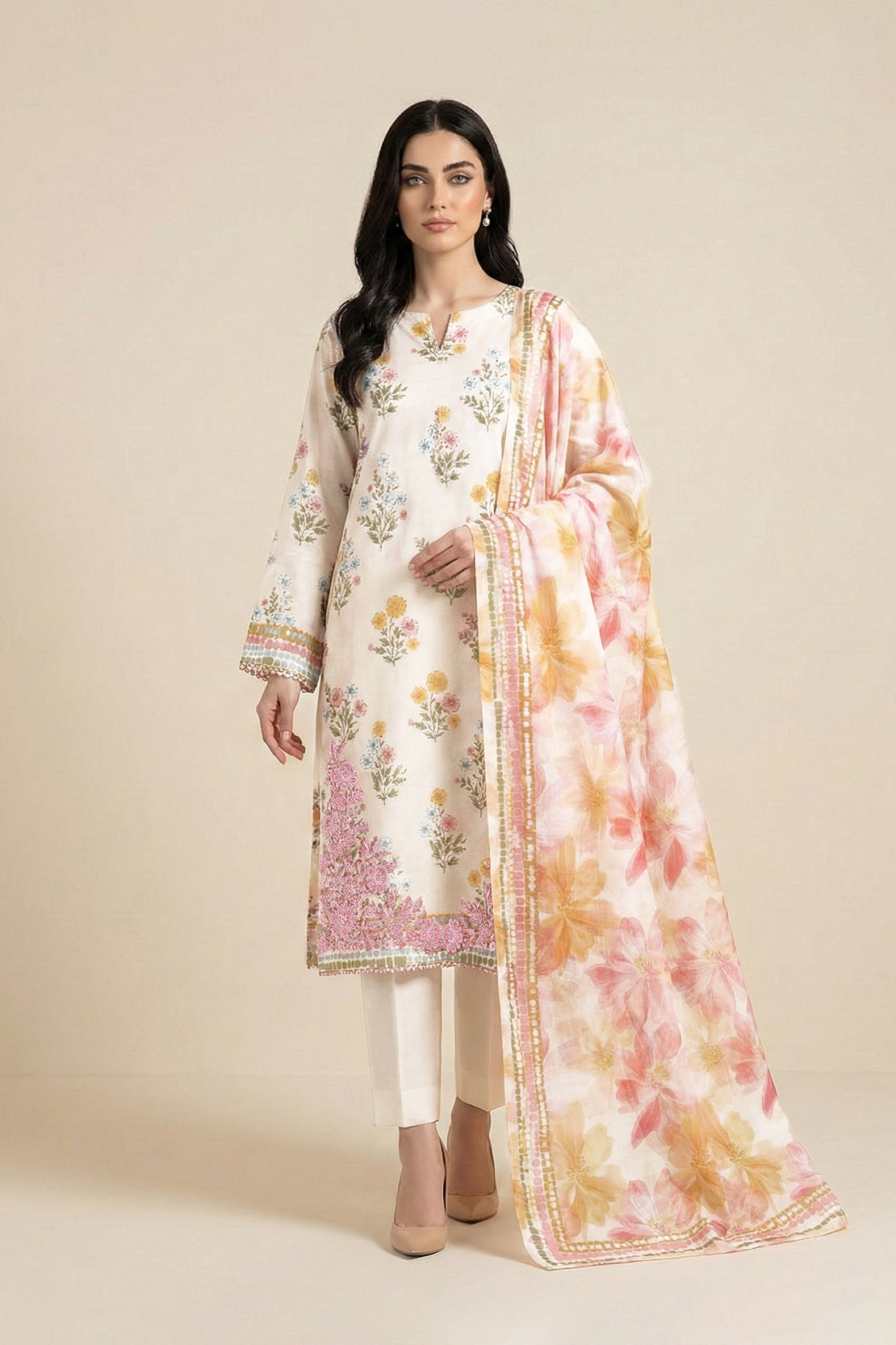 Embroidered - 2 Pc Lawn Suit (Shirt & Dupatta)